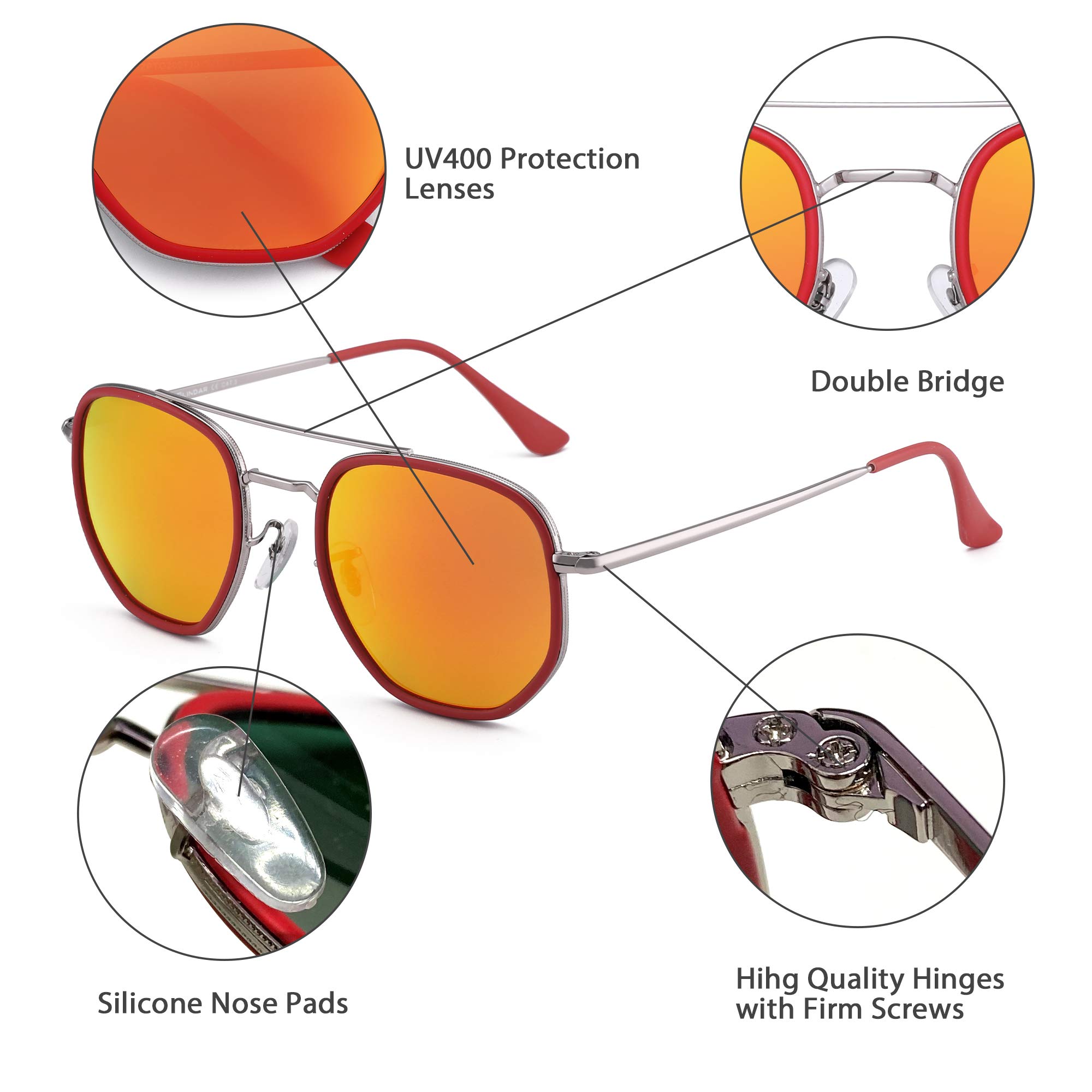 Glindar occhiali da sole piccoli doppio ponte unisex