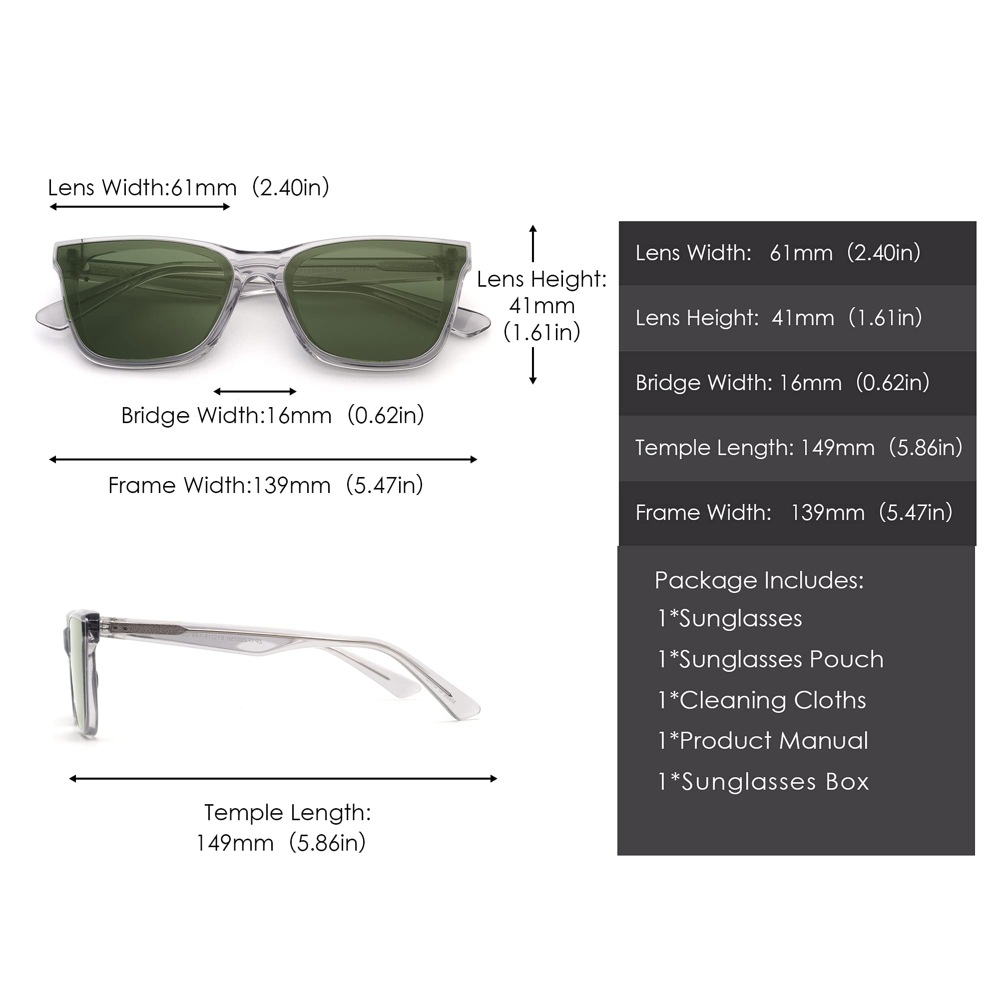 Glindar Quadrati Vintage occhiali da sole acetato donna
