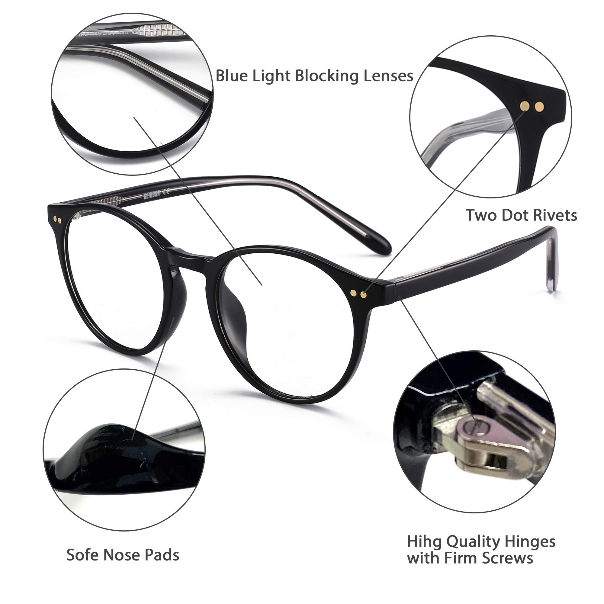 Glindar Retro Rotondi occhiali luce blu donna TR90