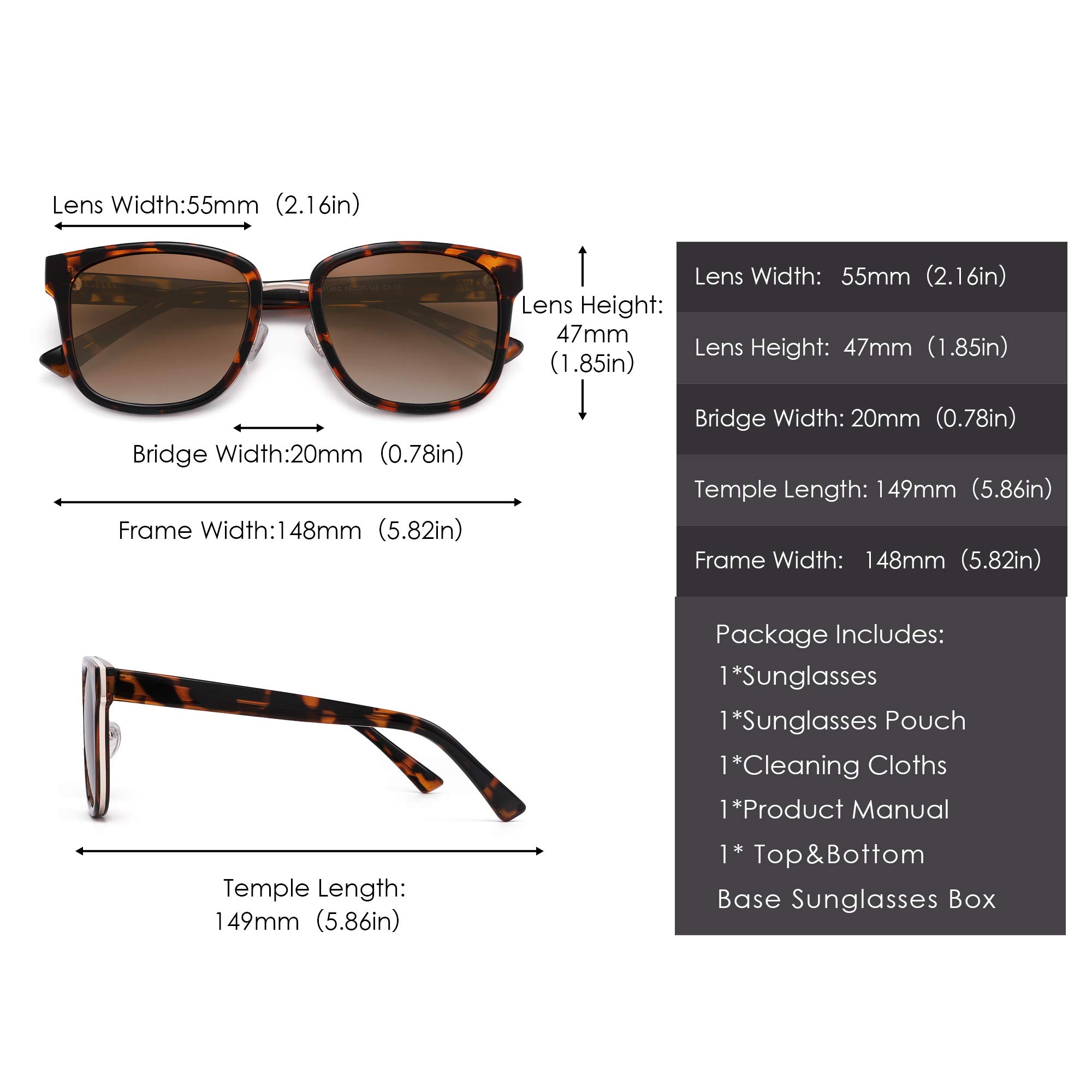 Glindar occhiali da sole lenti quadrate donna UV vintage