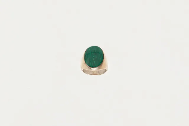 Anello argento e malachite anni 80 accessorio vintage