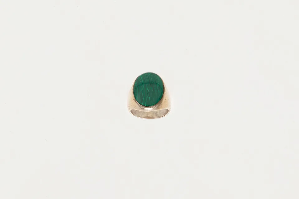 Anello argento e malachite anni 80 accessorio vintage