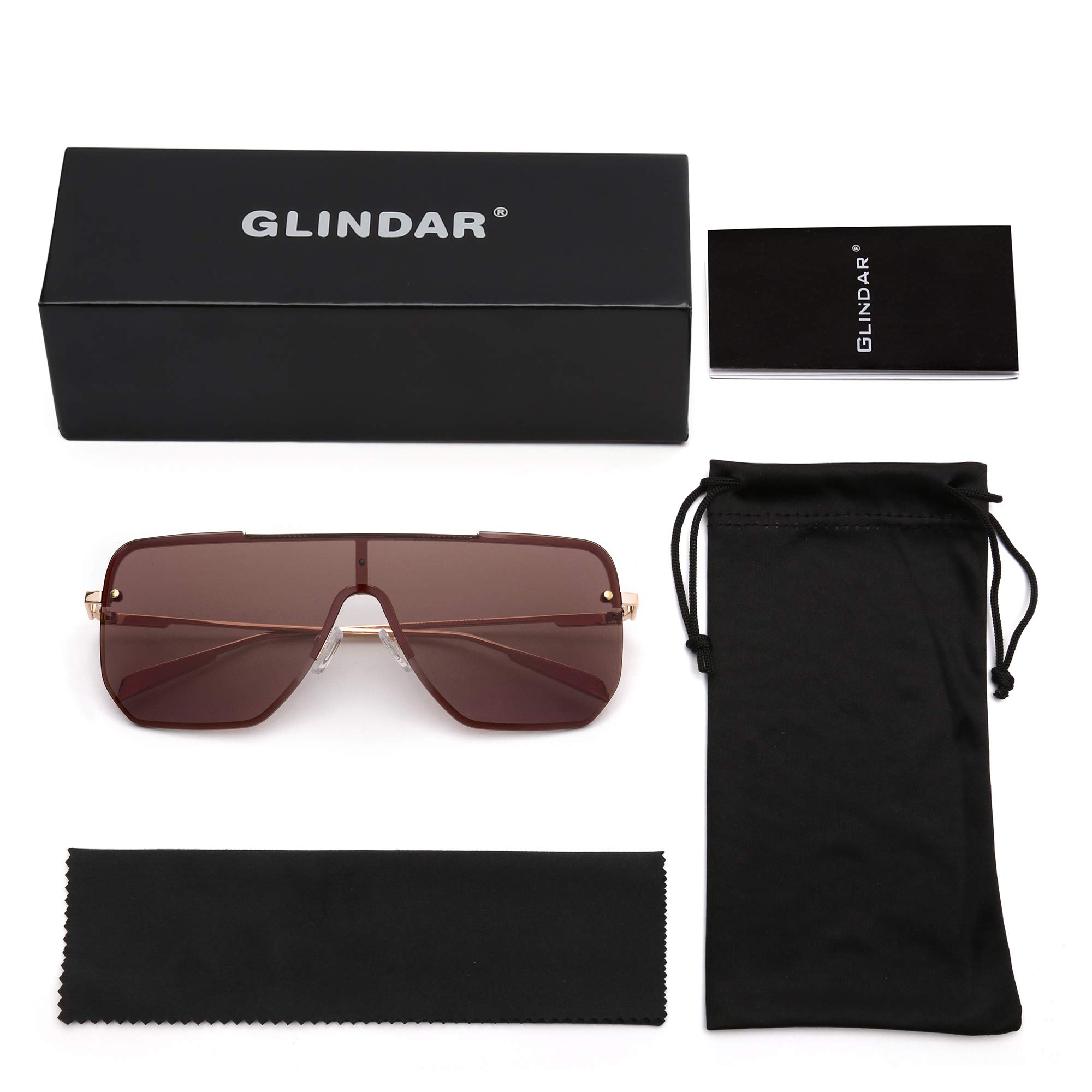 Glindar One Piece occhiali da sole scudo flat top oversize unisex