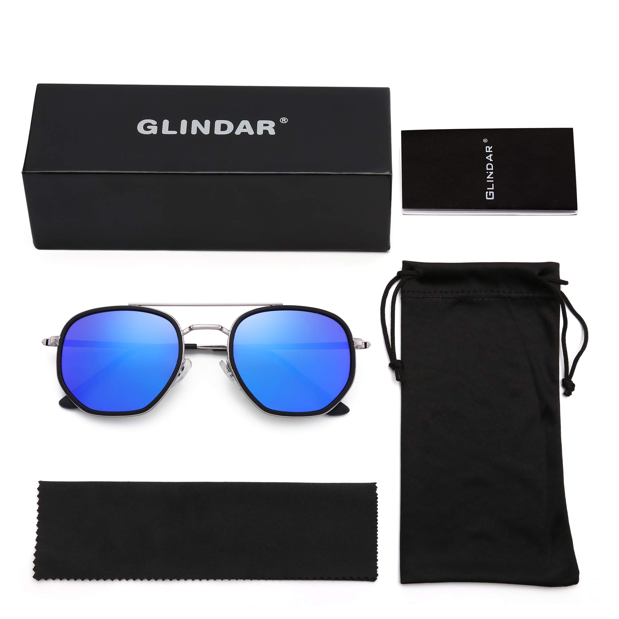 Glindar occhiali da sole vintage doppio ponte unisex