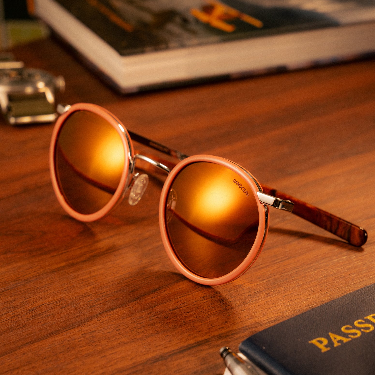Randolph P3 Fusion occhiali da sole 51mm oro bianco rosa