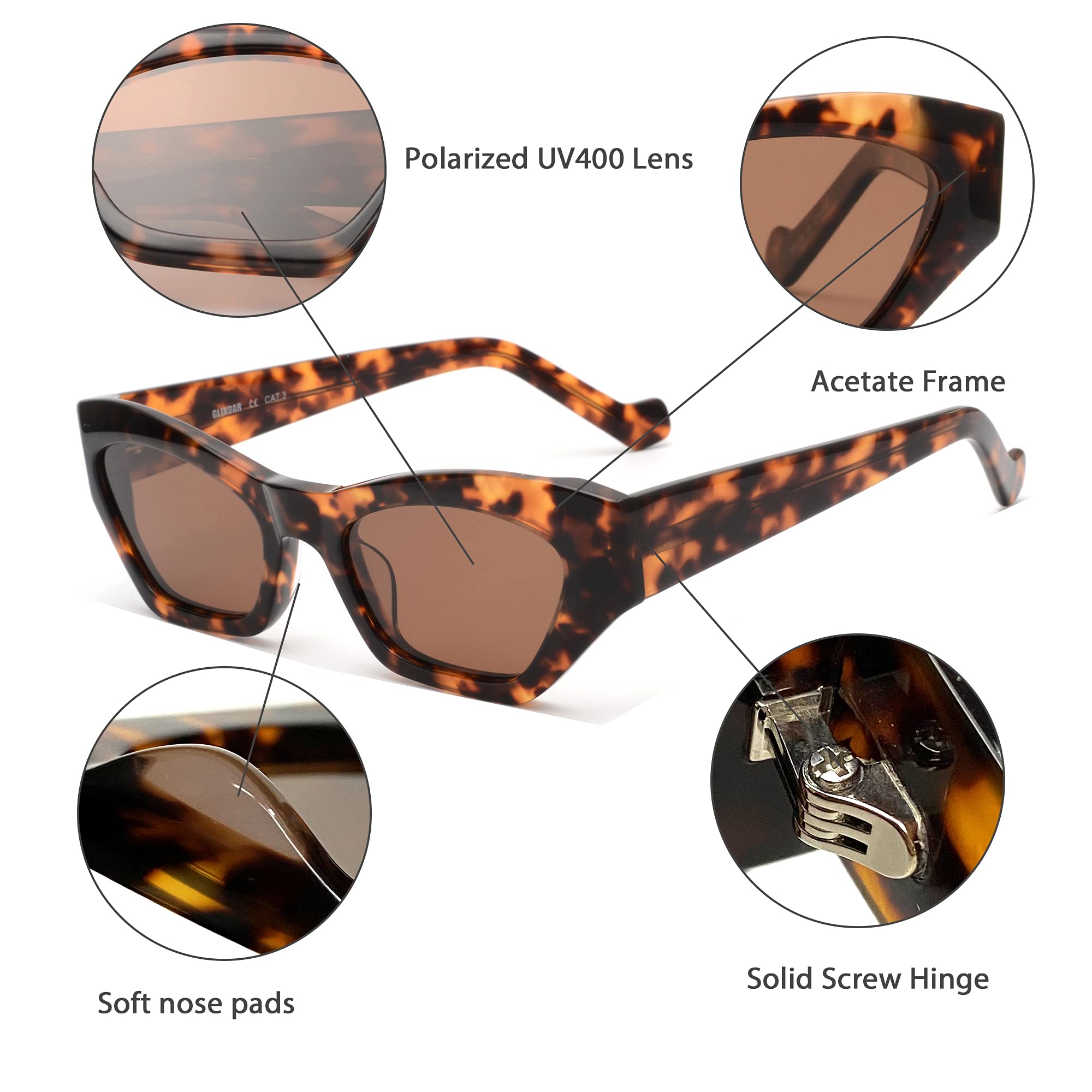 Glindar Cateye occhiali sole donna acetato polarizzate