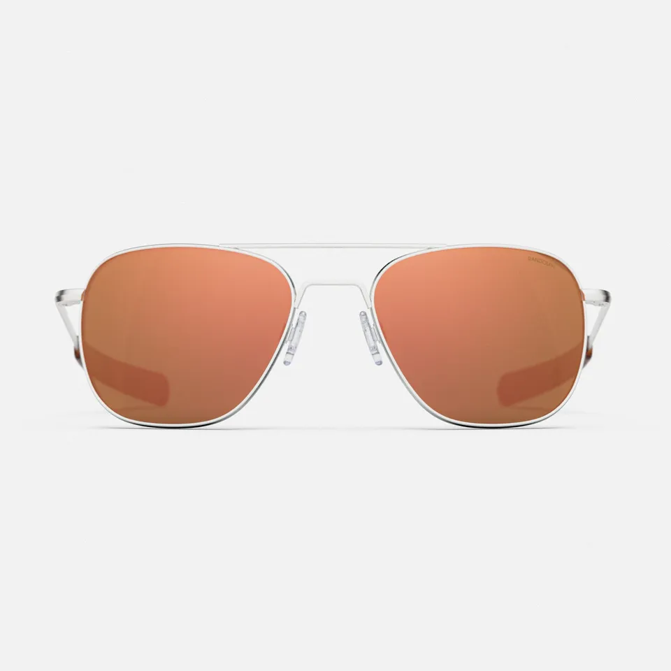 Randolph Aviator Satin Silver Rose Gold occhiali da sole 55mm