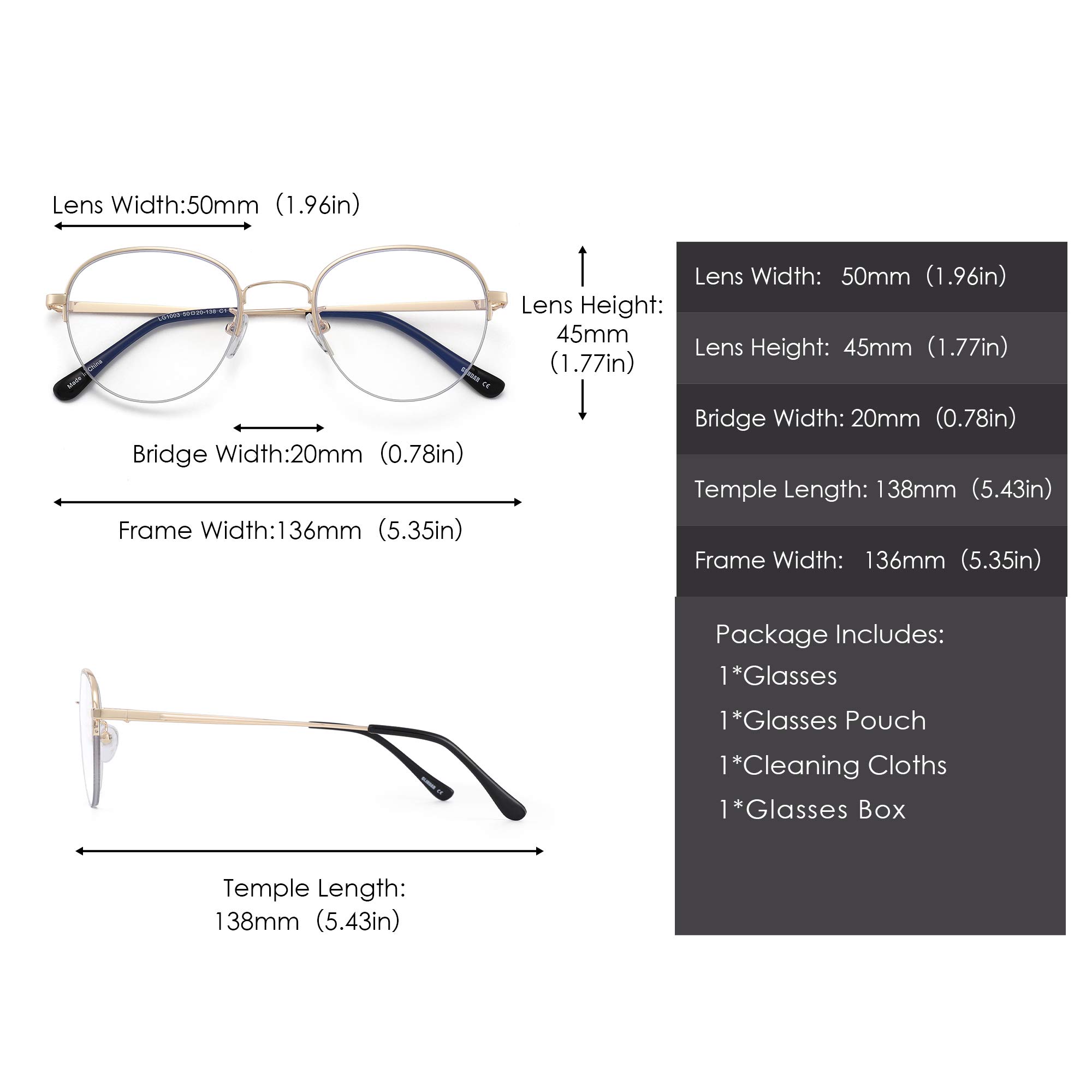 Glindar Computer occhiali filtro luce blu rotondi unisex schermo