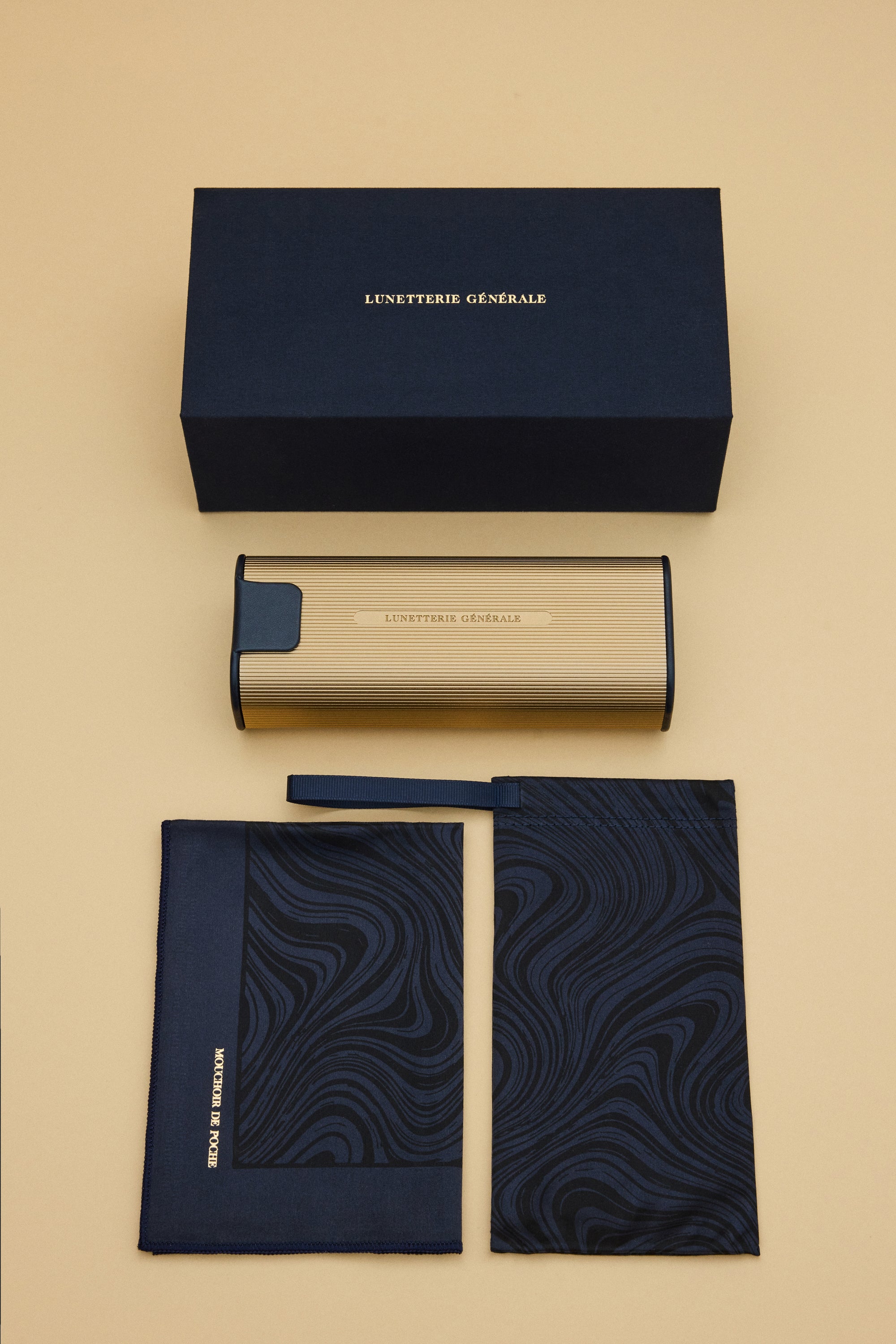 Lunetterie Générale Aluminium Case custodia occhiali champagne