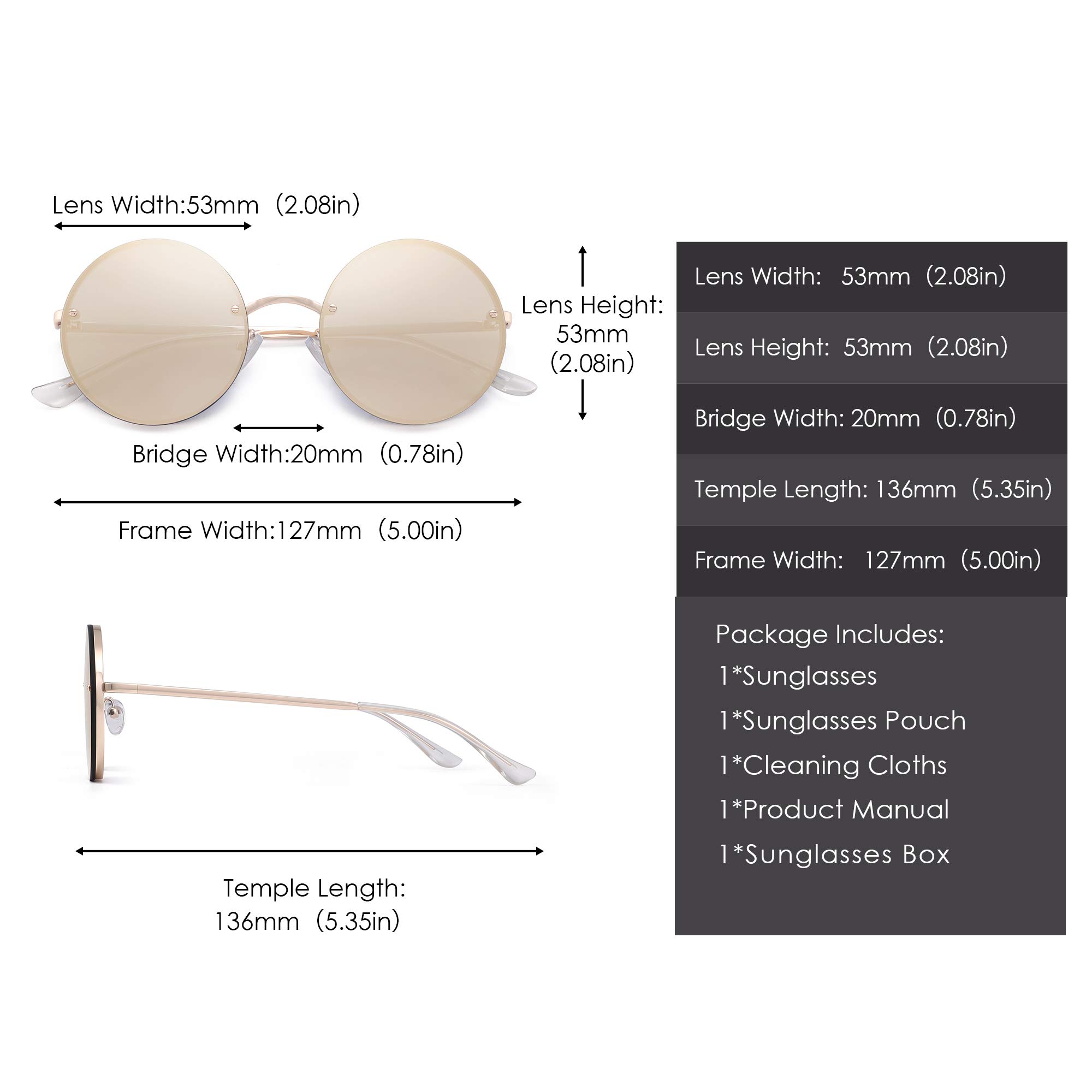 Glindar Retro occhiali da sole rotondi hippie