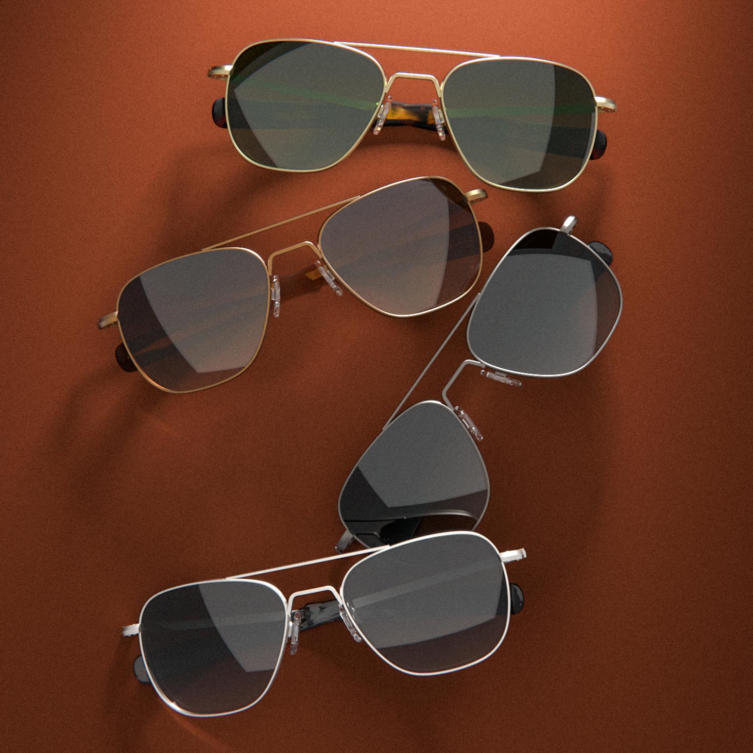 Randolph Aviator 22k Satin Chocolate Gold Cape Sand occhiali da sole polarizzati