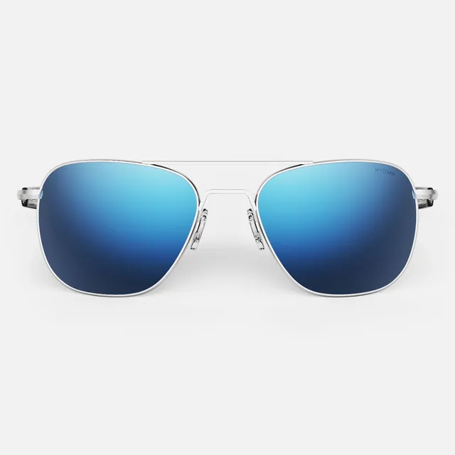 Randolph Aviator Matte Chrome occhiali da sole Atlantic Blue