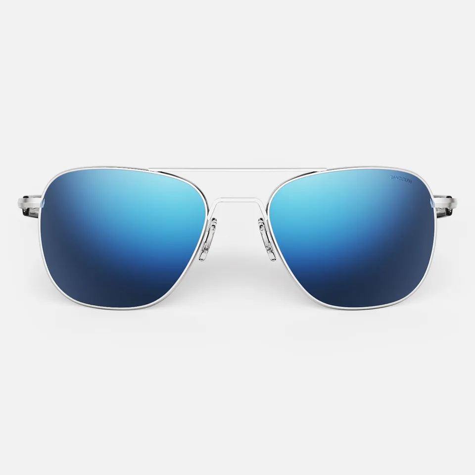 Randolph Aviator Matte Chrome occhiali da sole Atlantic Blue