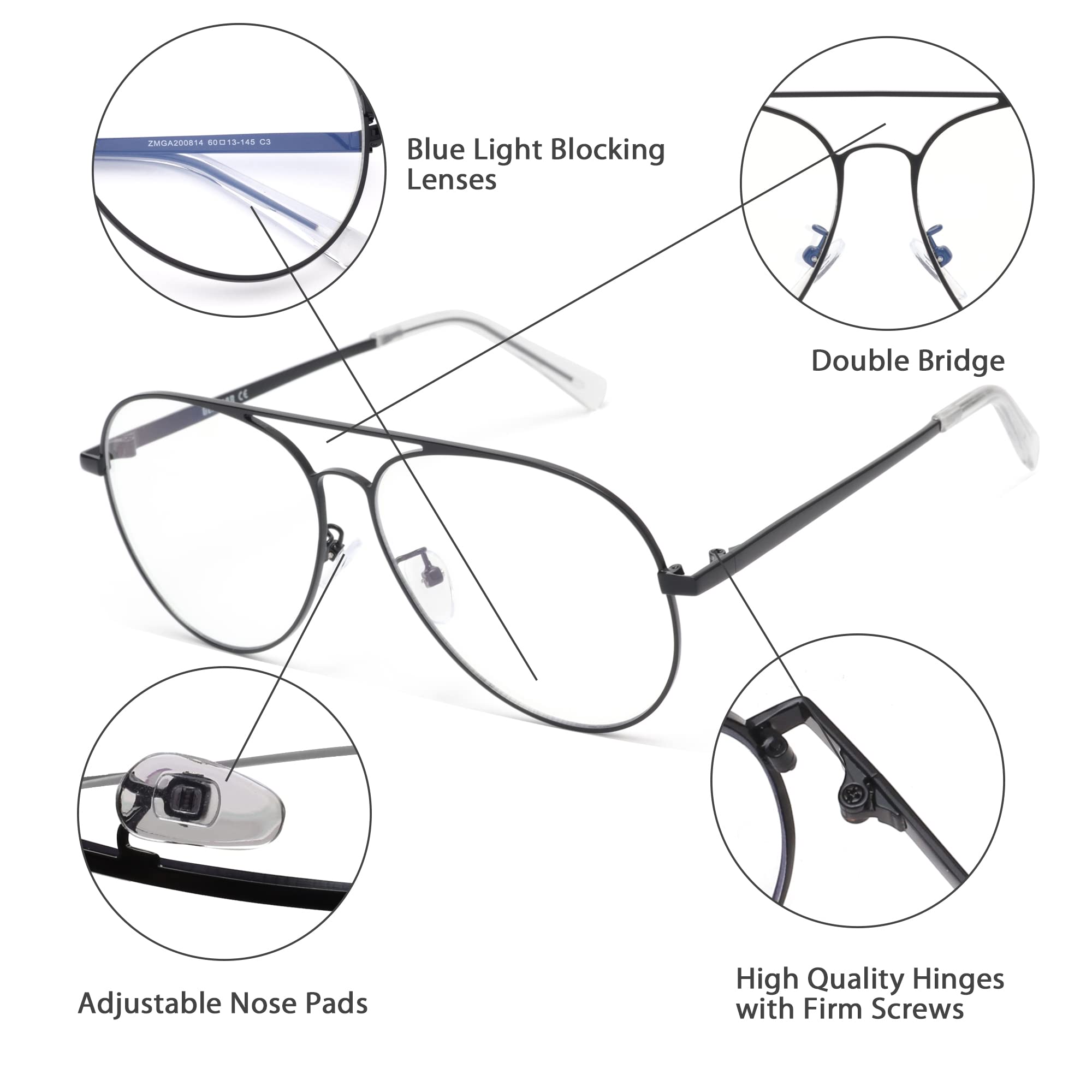 Glindar occhiali luce blu computer unisex metallo