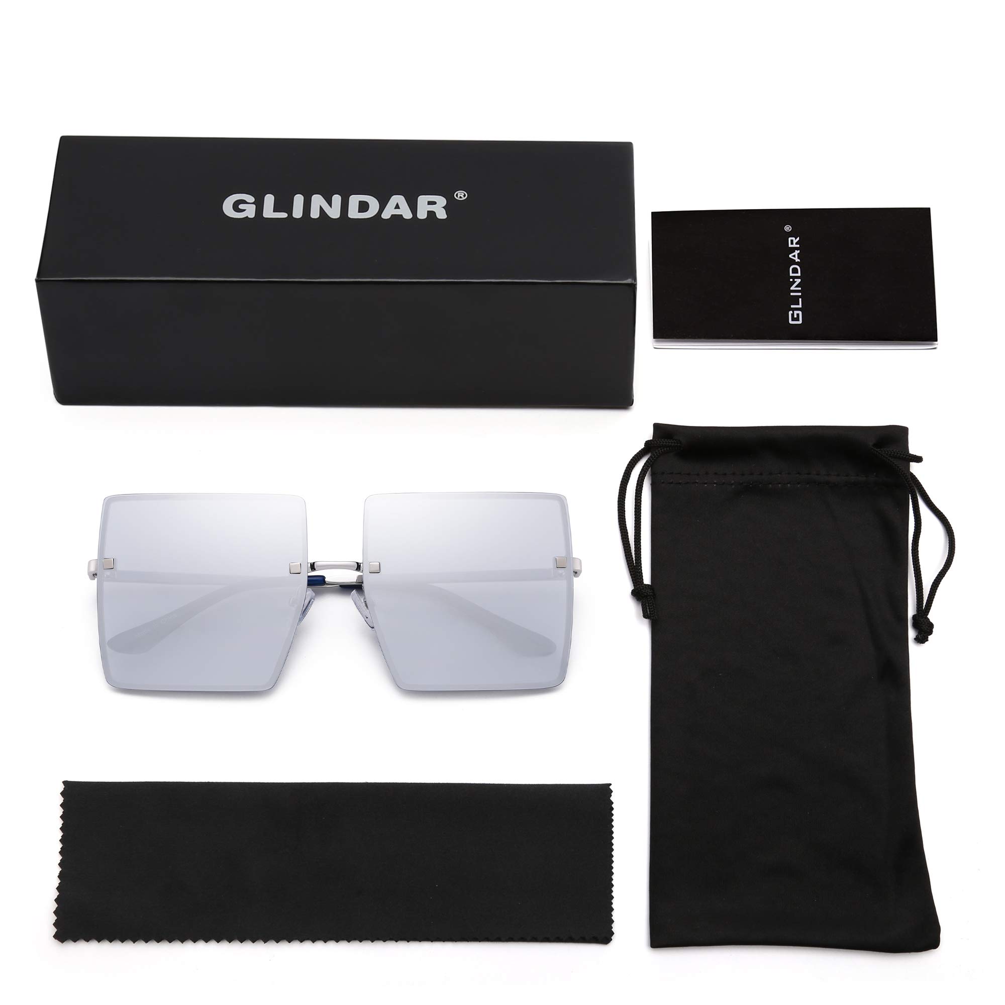 Glindar Oversize Quadrati occhiali da sole donna senza montatura