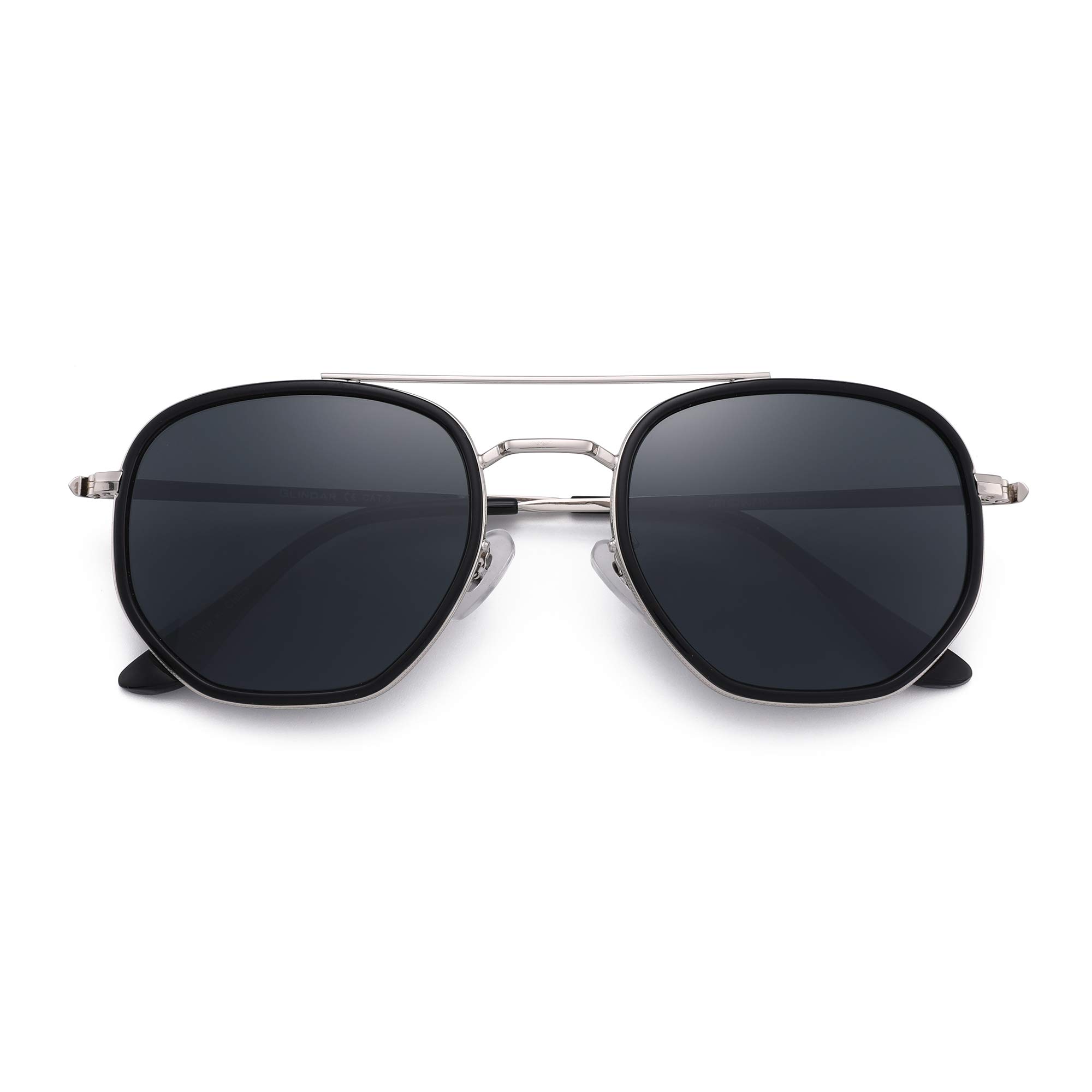 Glindar occhiali da sole retro piccoli ponte doppio unisex