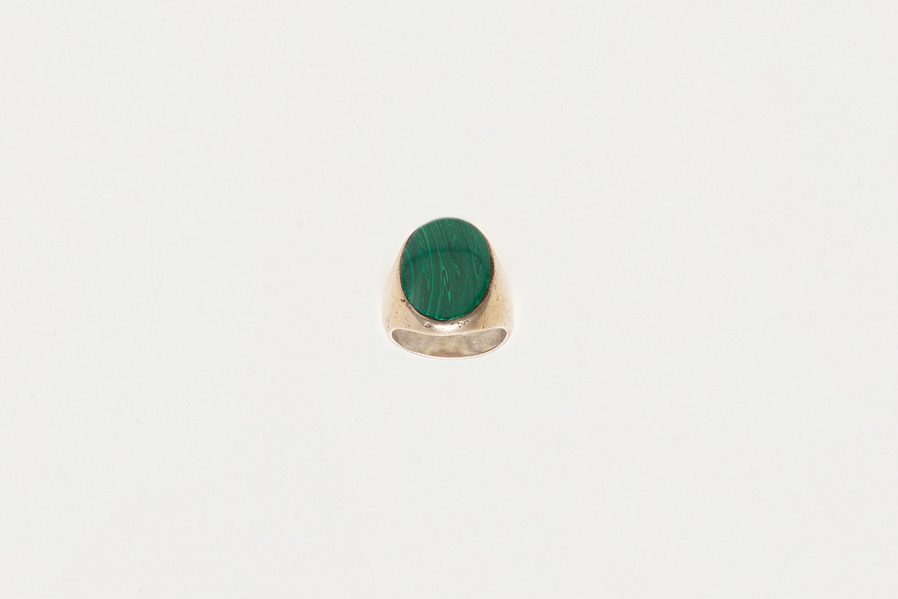 Anello argento e malachite anni 80 accessorio vintage