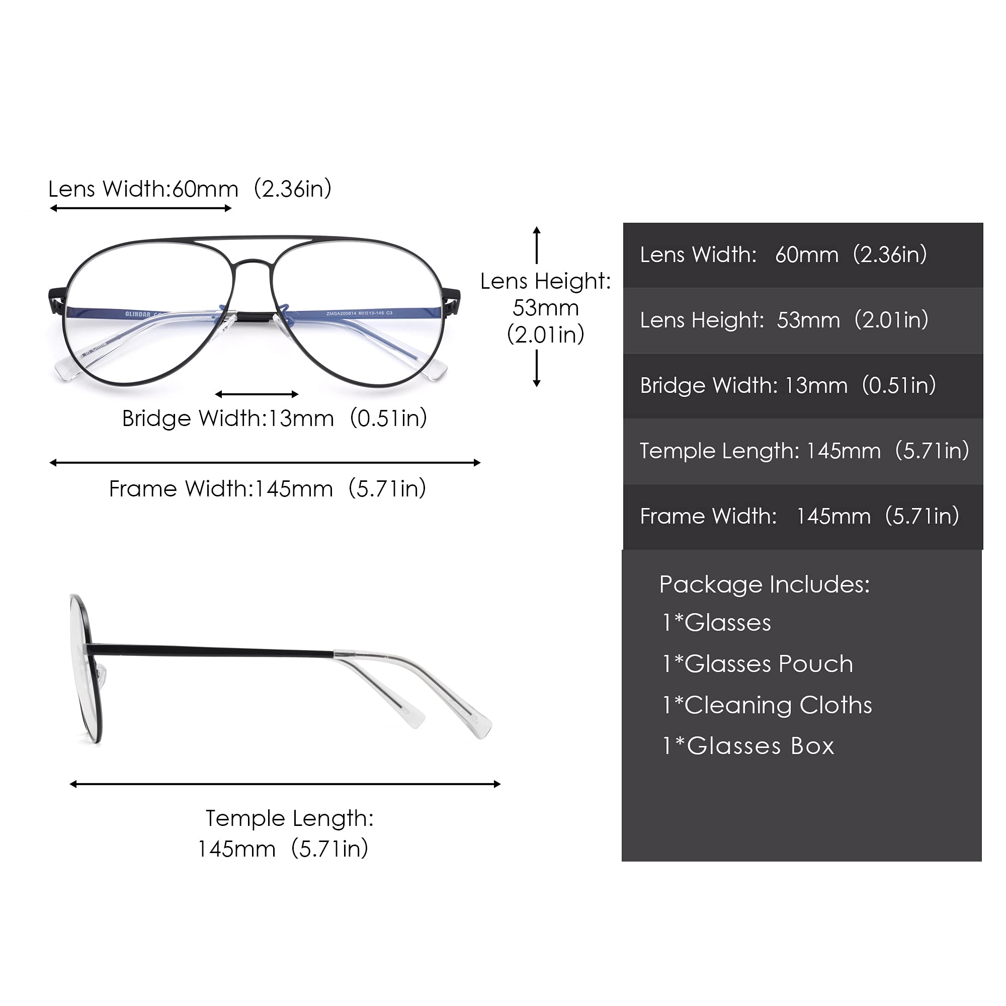 Glindar occhiali luce blu computer unisex metallo