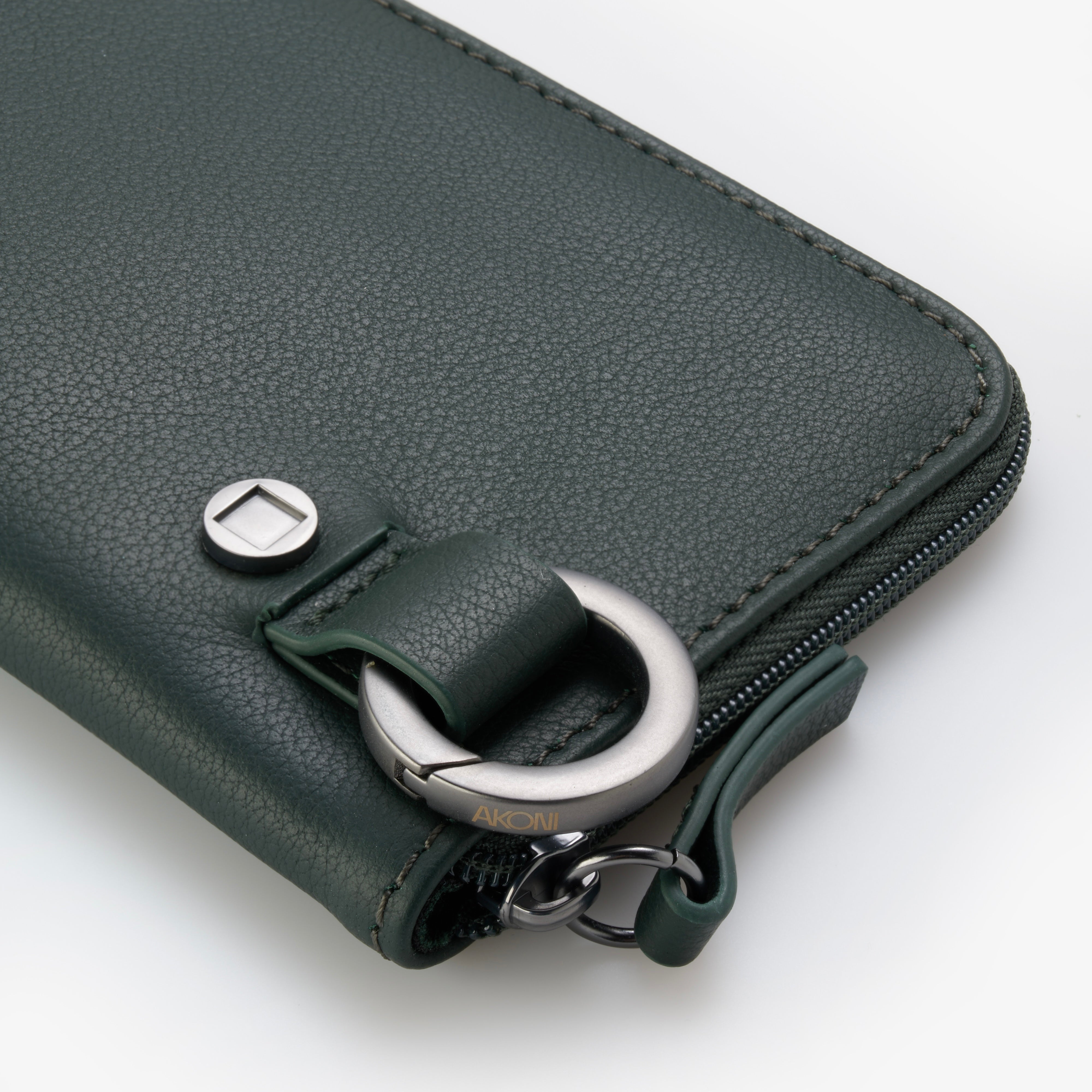 Akoni Leather Case custodia occhiali pelle verde