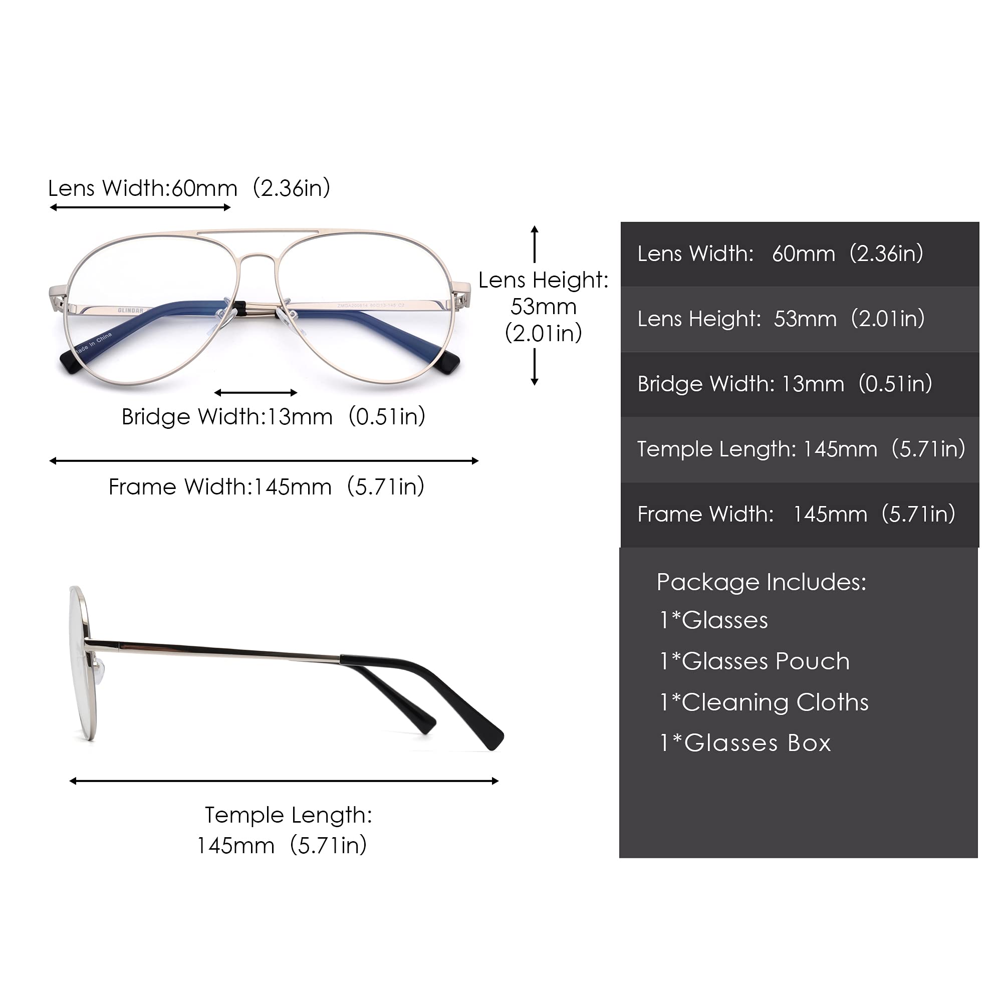 Glindar occhiali luce blu computer unisex metallo