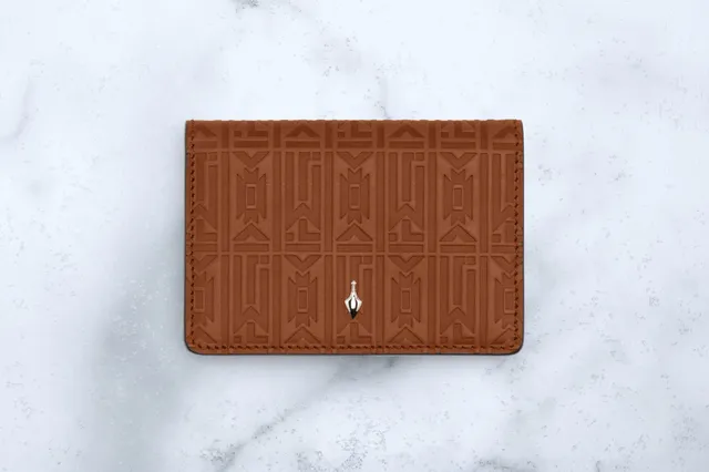 Jacques Marie Mage Cassandre portafoglio pelle Tan bifold