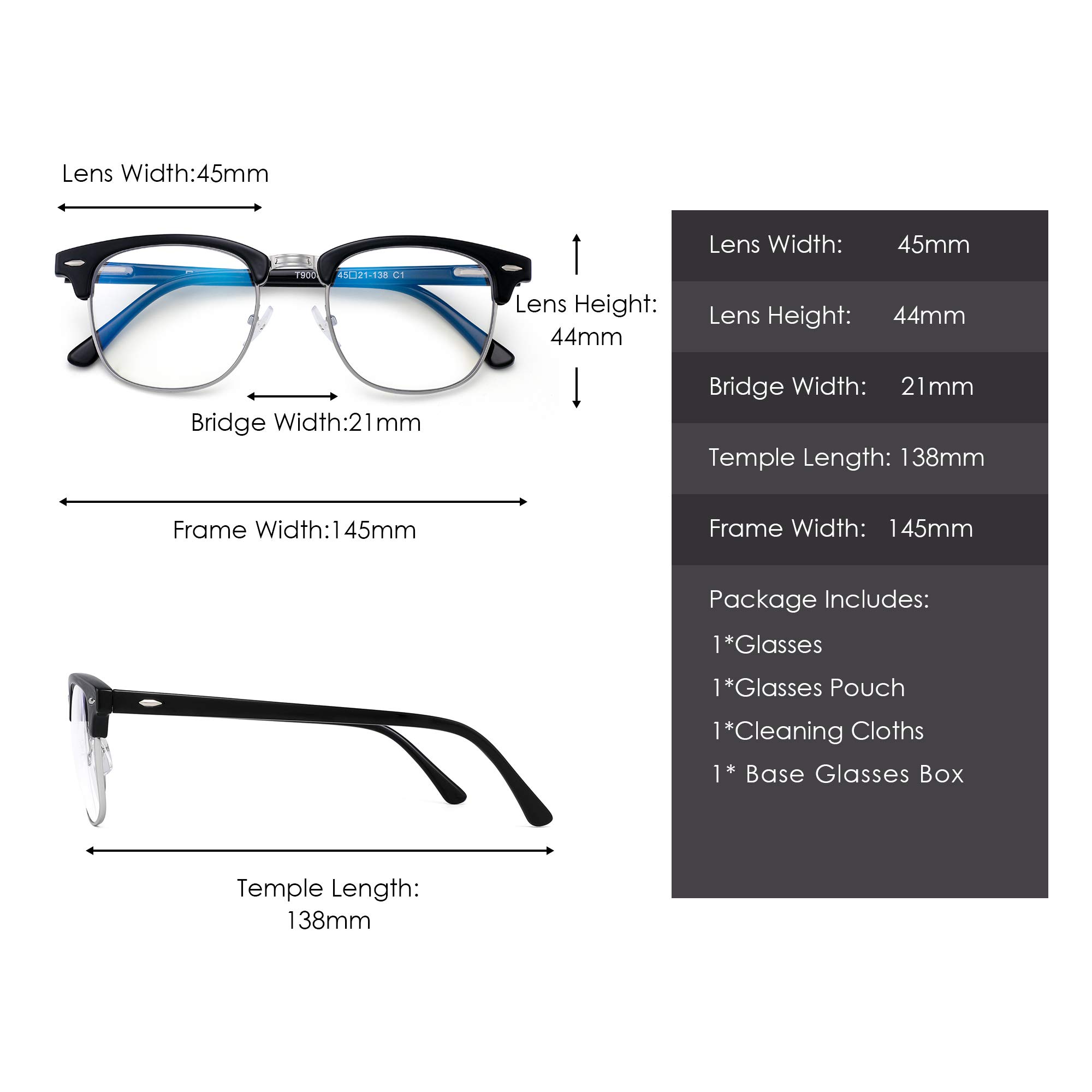Glindar Retro Classico Browline occhiali luce blu computer