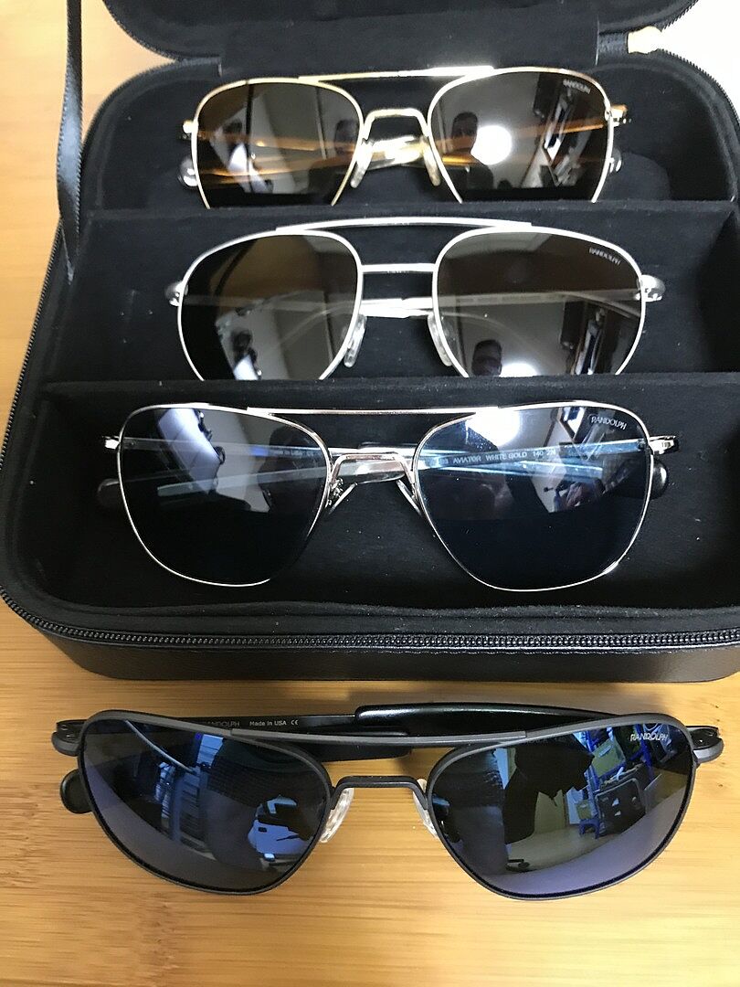 Randolph Aviator Matte Black Cobalt occhiali da sole polarizzati