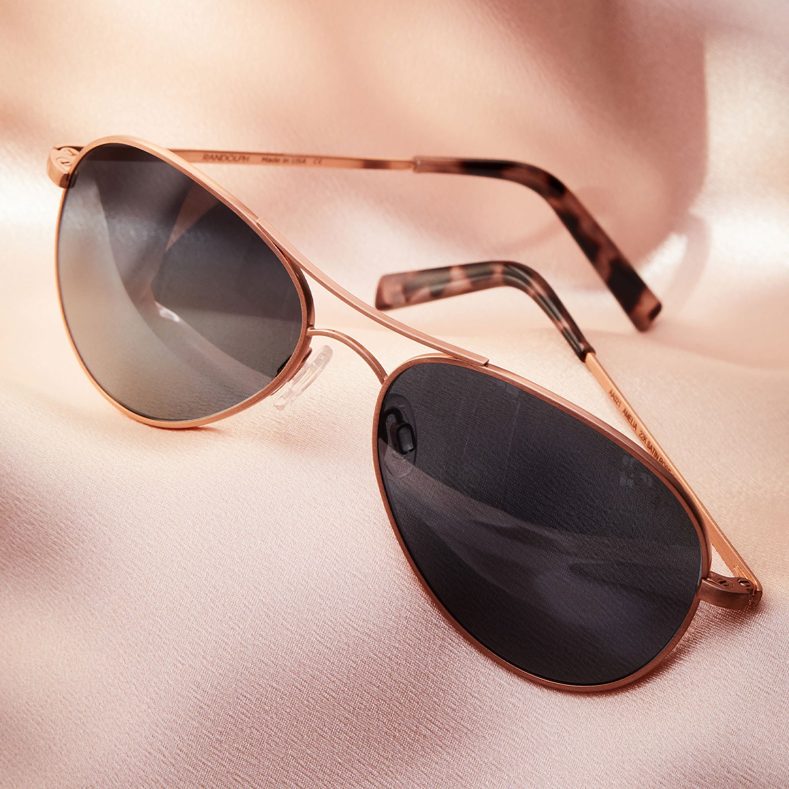 Randolph Amelia Satin Rose Gold Slate occhiali da sole 57mm