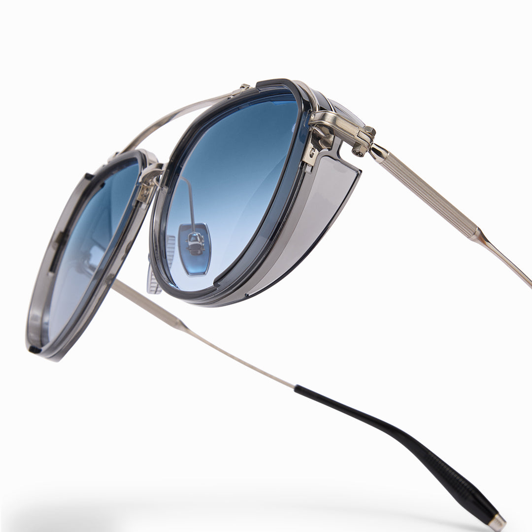 Akoni Horizon Echo occhiali da sole brushed silver aviator