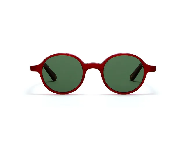 L.G.R Reunion occhiali da sole rosso lente verde piatta
