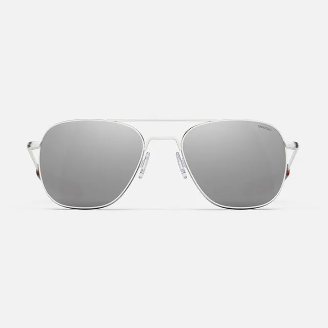 Randolph Aviator Satin Silver Silver Mirror occhiali sole 55