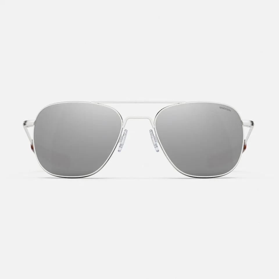 Randolph Aviator Satin Silver Silver Mirror occhiali sole 55