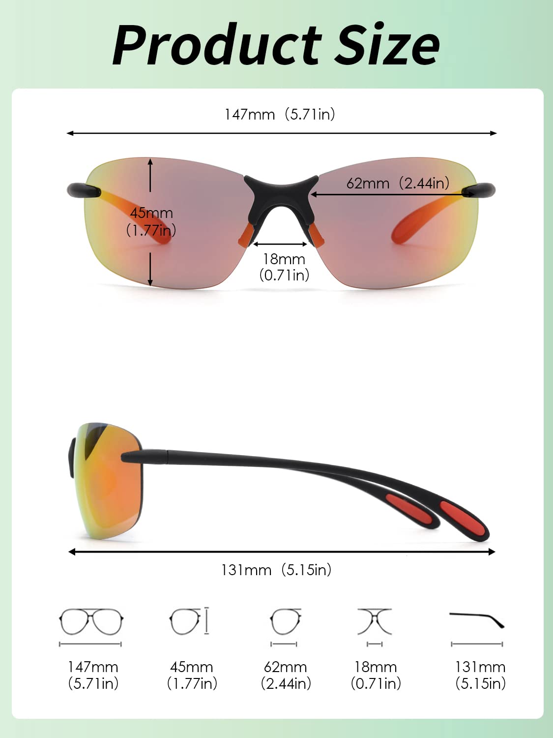 Glindar TR90 Pilot occhiali da sole sportivi uomo donna