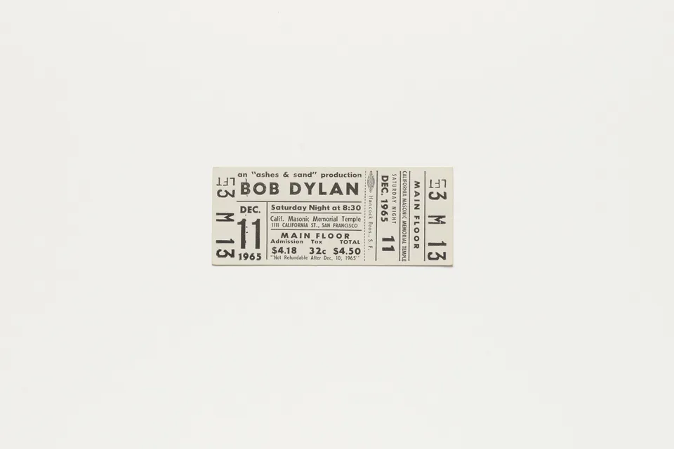Jacques Marie Mage Bob Dylan biglietto concerto 1965 originale