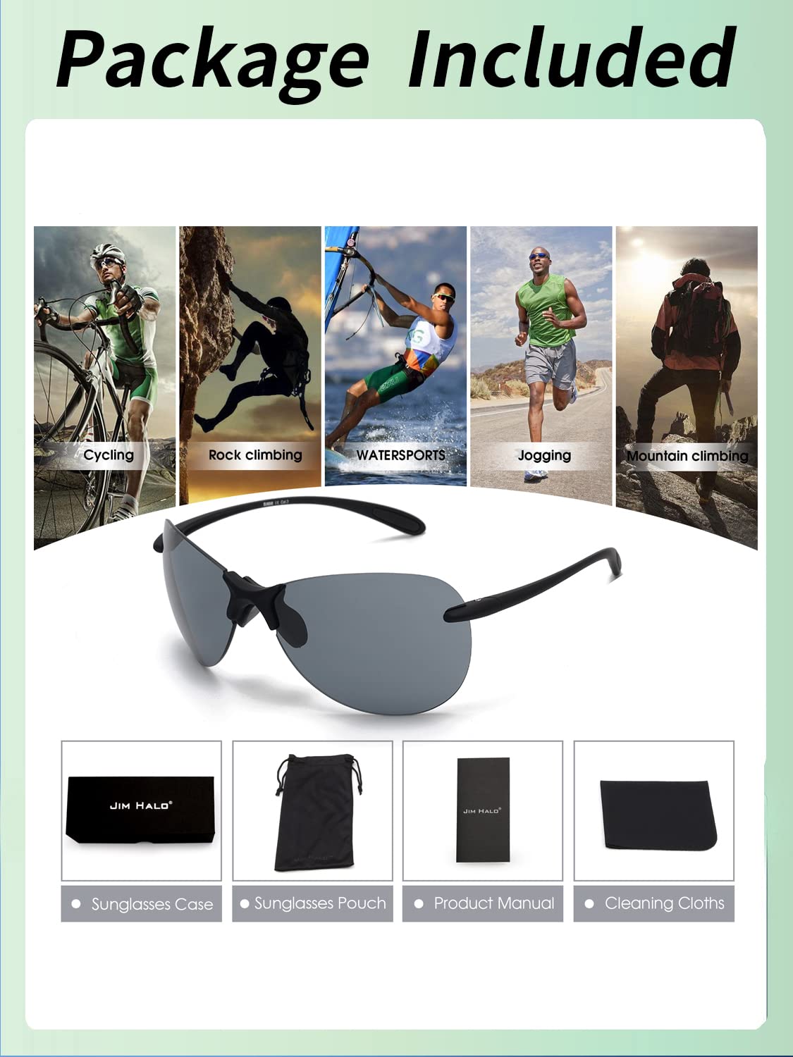 Glindar Pilot TR90 occhiali da sole sportivi senza montatura