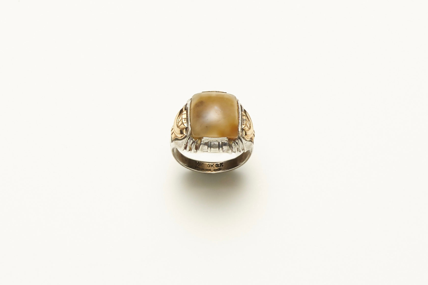 Jacques Marie Mage anello agata argento sterling anni 40