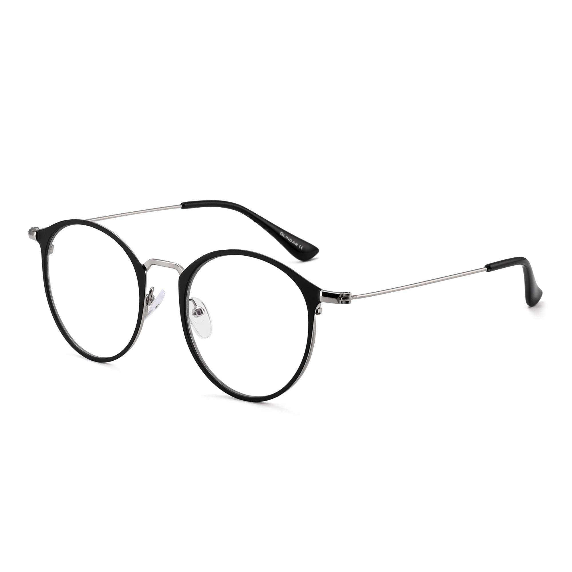 Glindar occhiali luce blu rotondi metallo unisex
