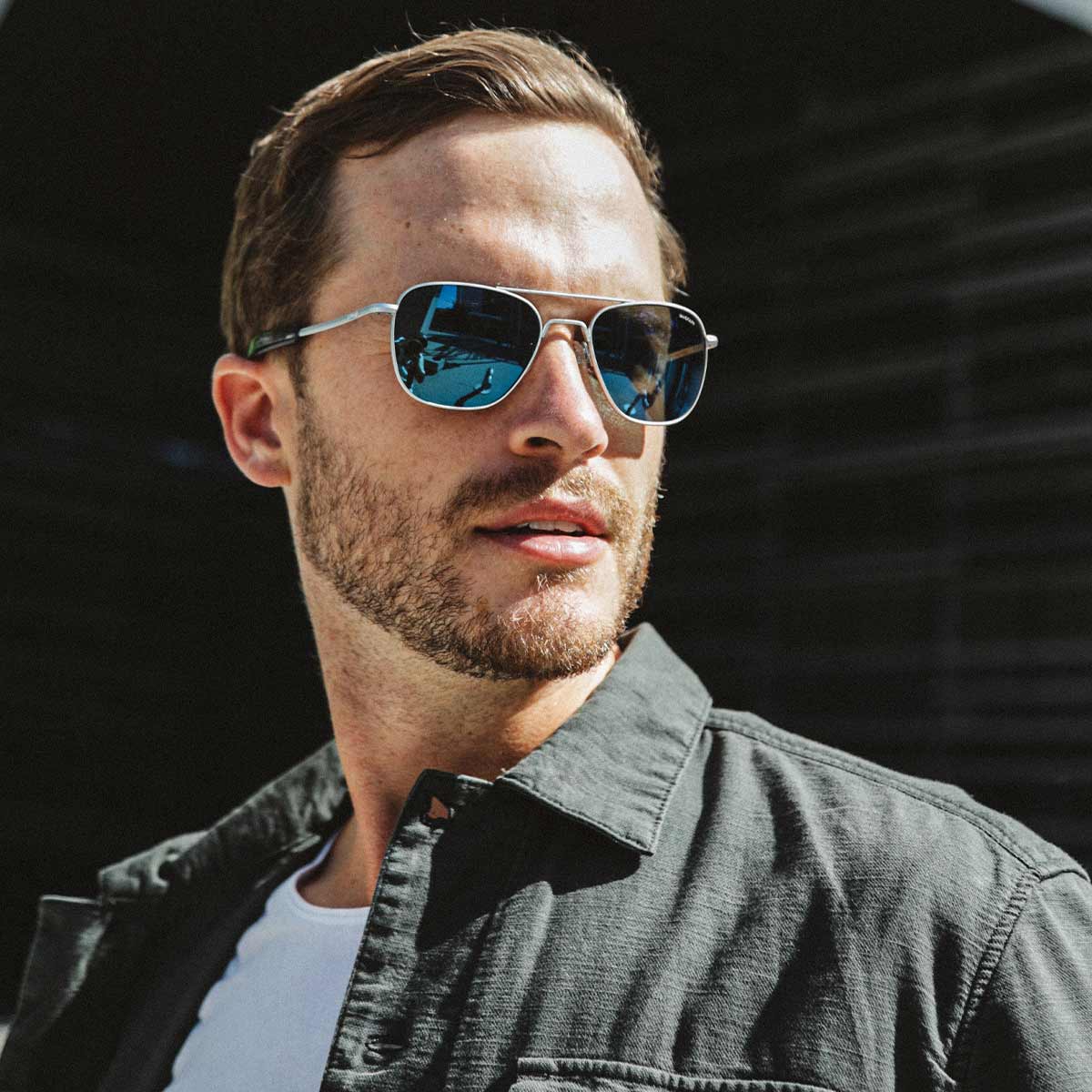 Randolph Aviator occhiali da sole vista cromo blu atlantico