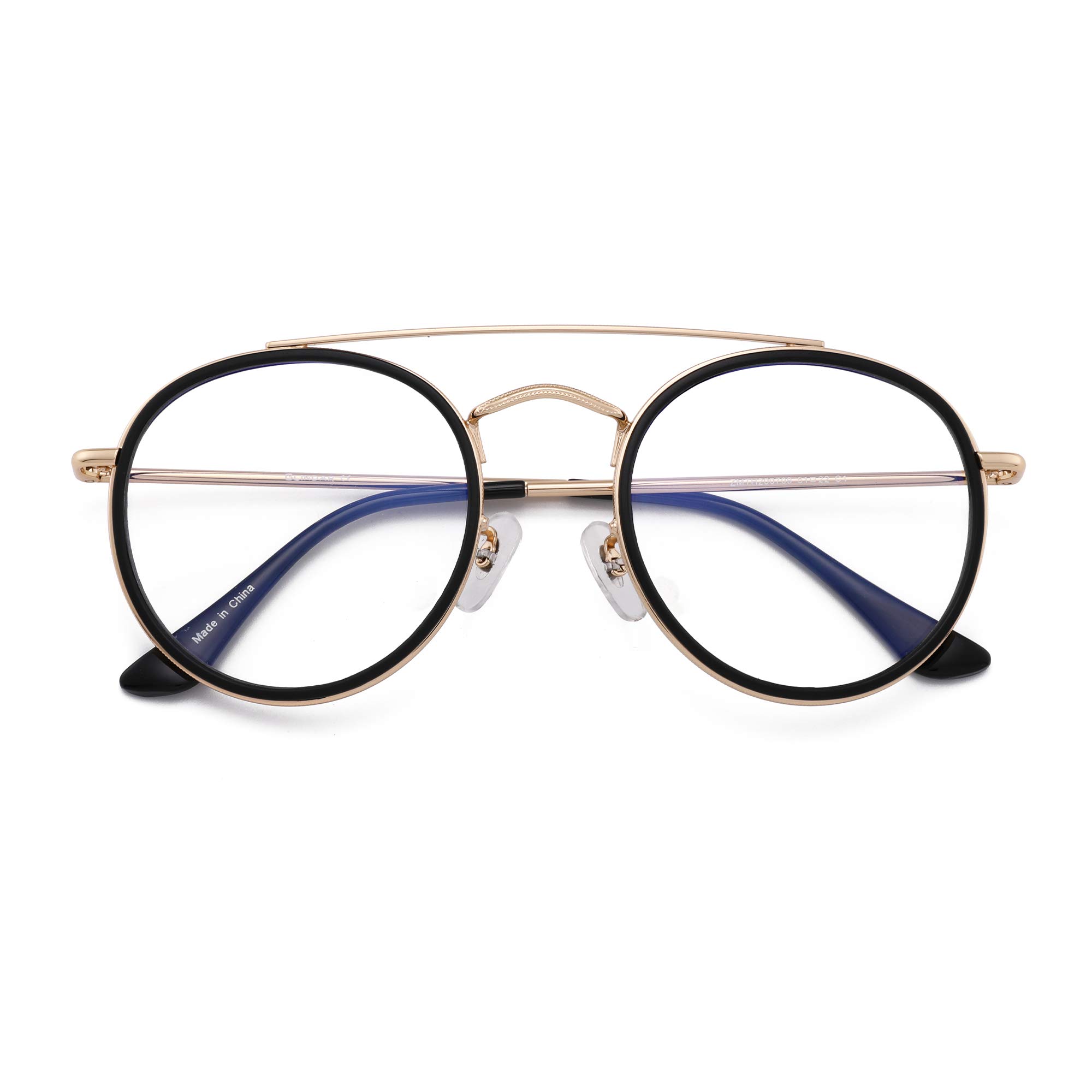 Glindar occhiali luce blu rotondi vintage doppio ponte donna