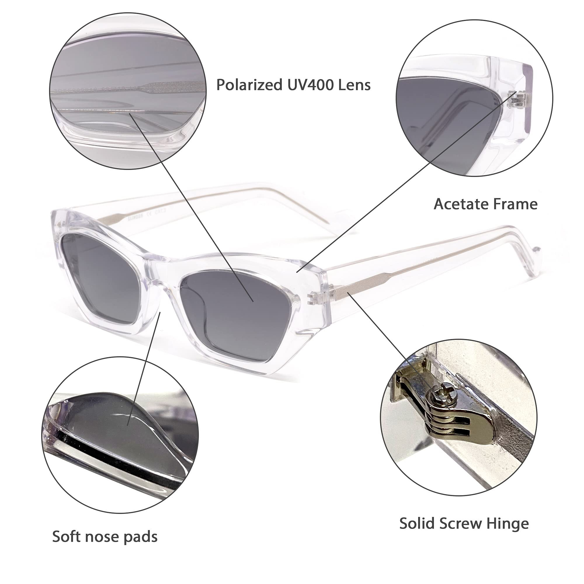 Glindar Cat Eye occhiali da sole polarizzati donna acetato