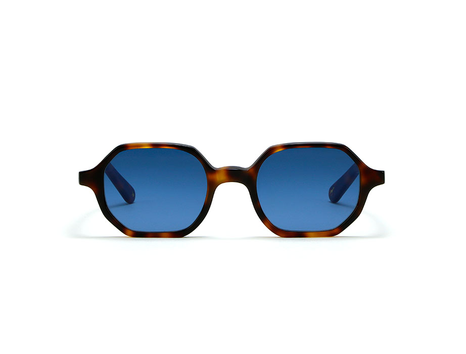 L.G.R Zanzibar occhiali da sole havana maculato lente blu