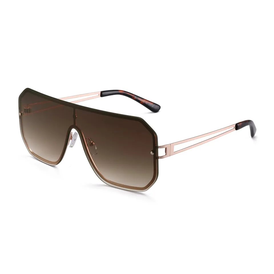 Glindar Flat Top Occhiali da Sole Senza Montatura Marroni Sfumati