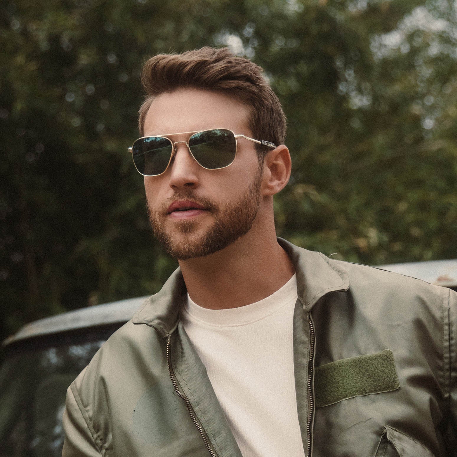 Randolph Aviator 23k oro occhiali da sole polarizzati verdi 55