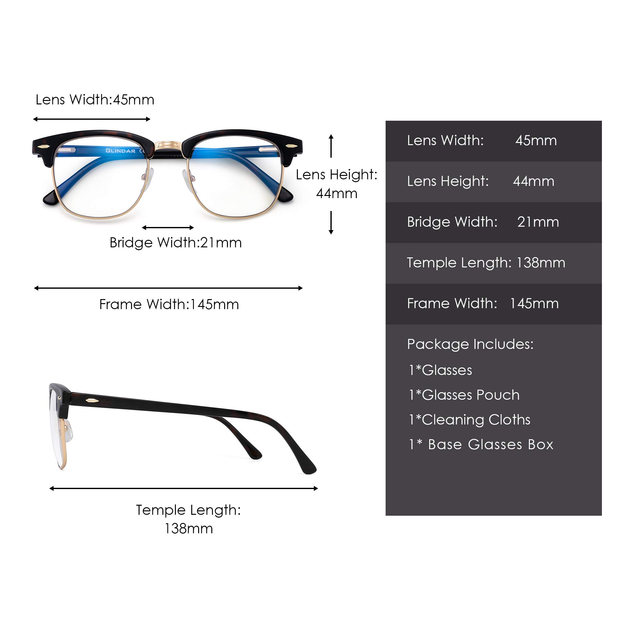 Glindar Retro Classico Browline occhiali luce blu computer