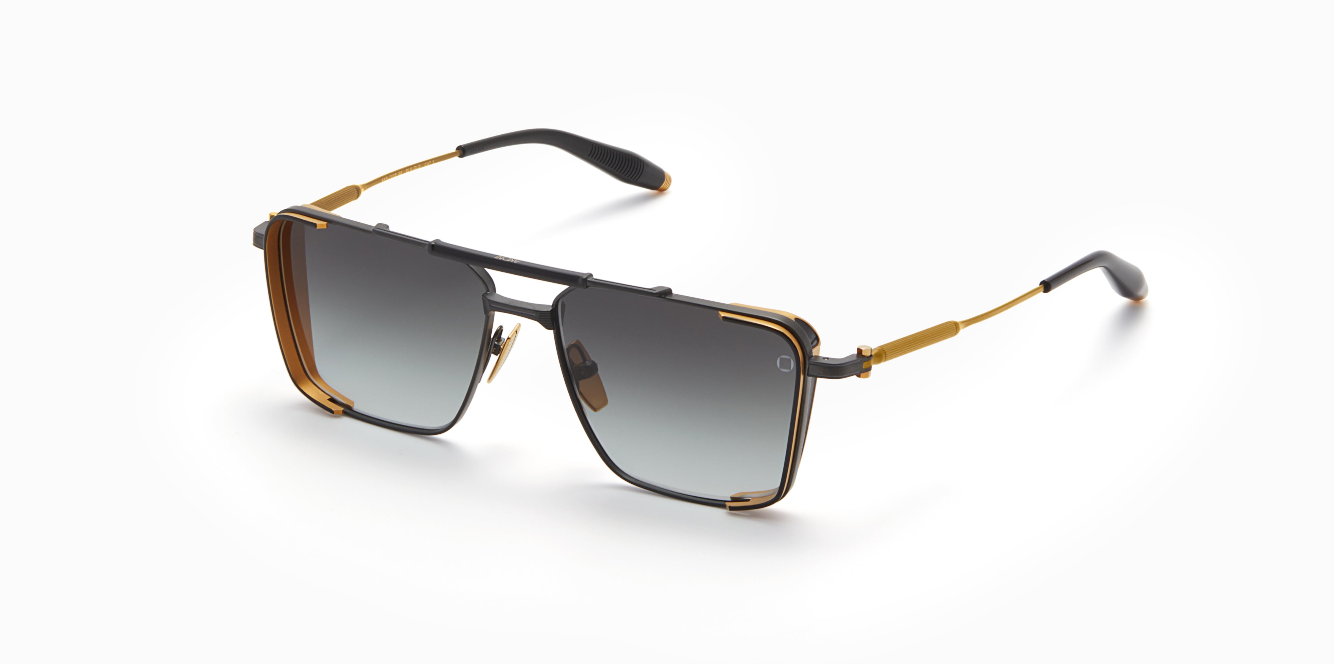 Akoni Etere Hera occhiali da sole Matte Black Gold 58 titanio