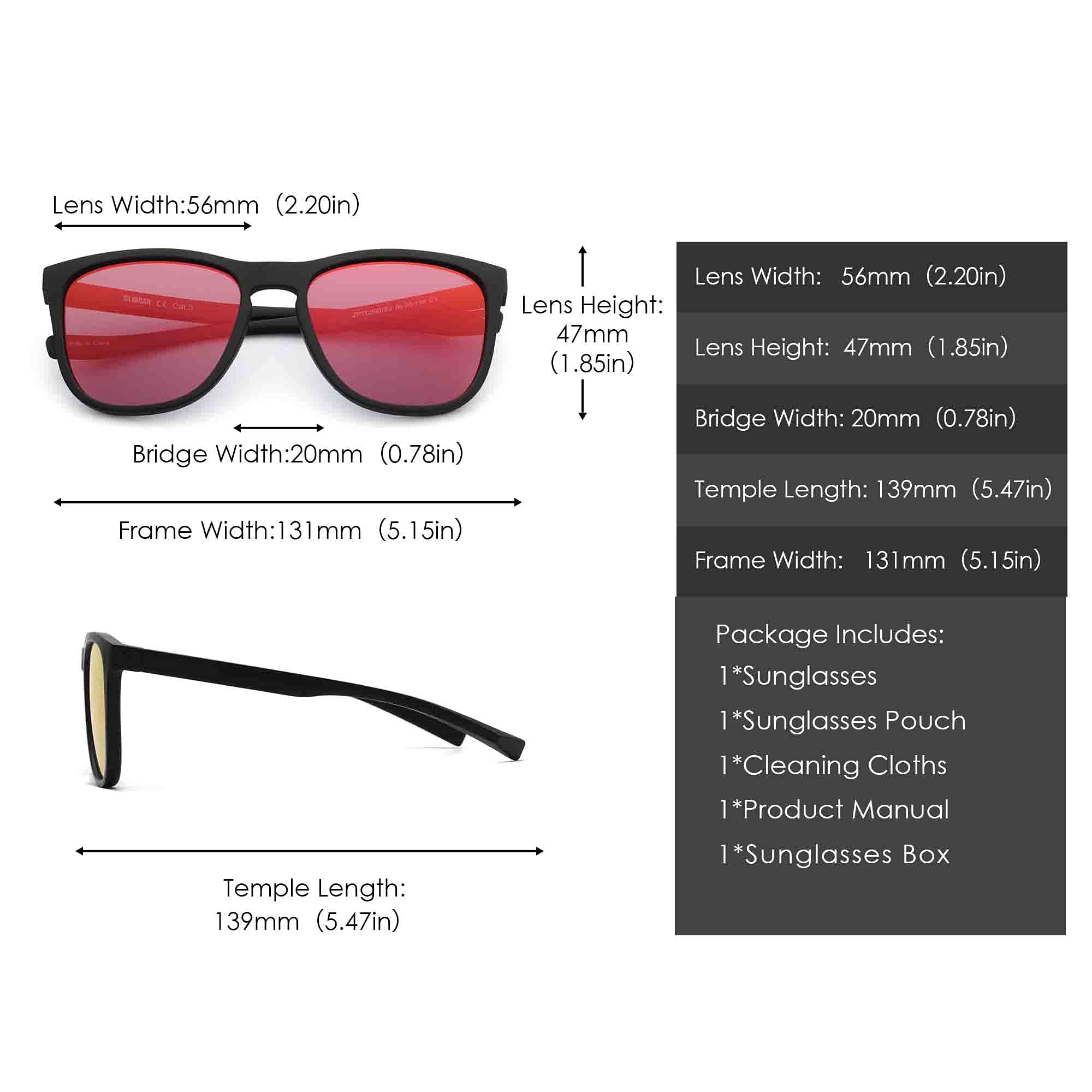Glindar Occhiali da Sole Polarizzati Quadrati Retro Unisex