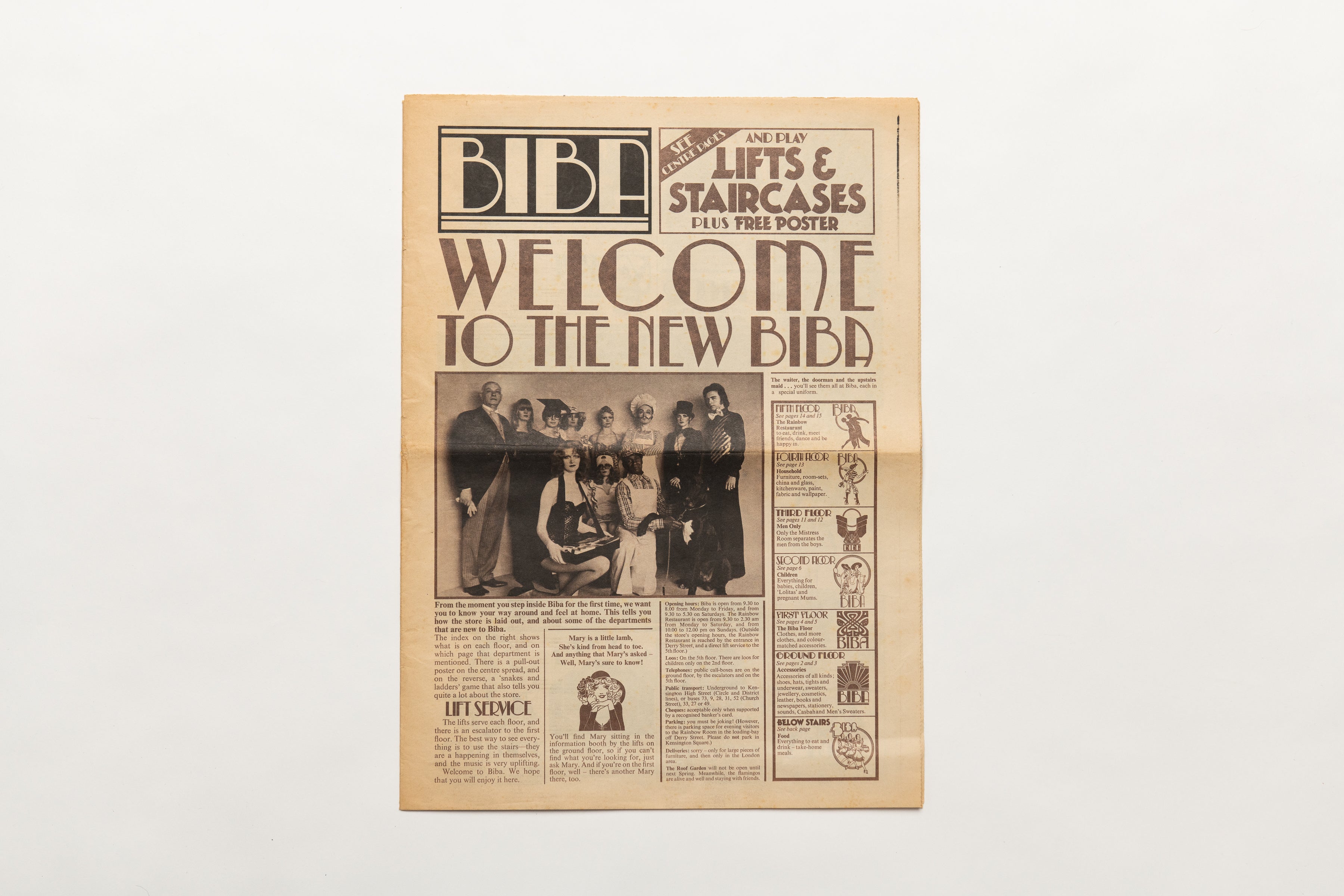 Jacques Marie Mage Biba Newspaper accessorio September 1973 carta