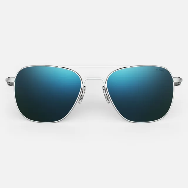 Randolph Aviator Matte Chrome Cobalt Occhiali Sole 55