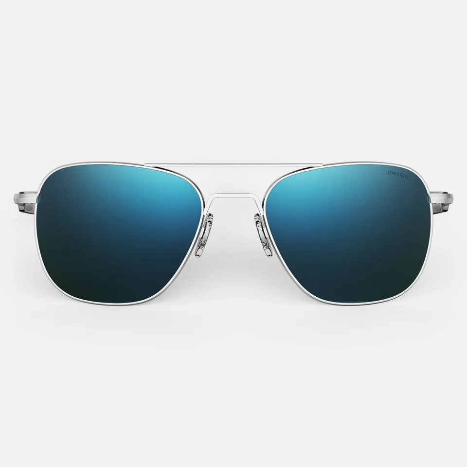 Randolph Aviator Matte Chrome Cobalt Occhiali Sole 55