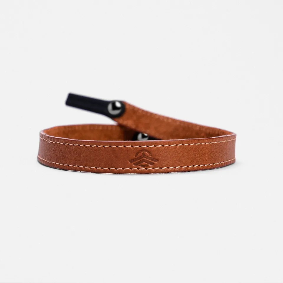 Randolph cordino occhiali pelle cognac gunmetal